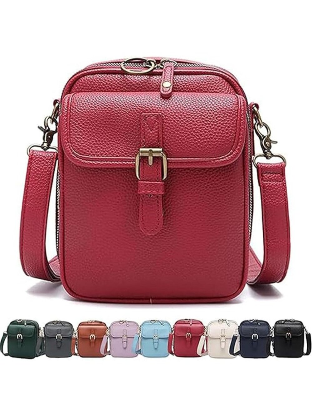 Women Red Stylish Capacity Purse Card Slots Shoulder Leather Crossbody Bags
